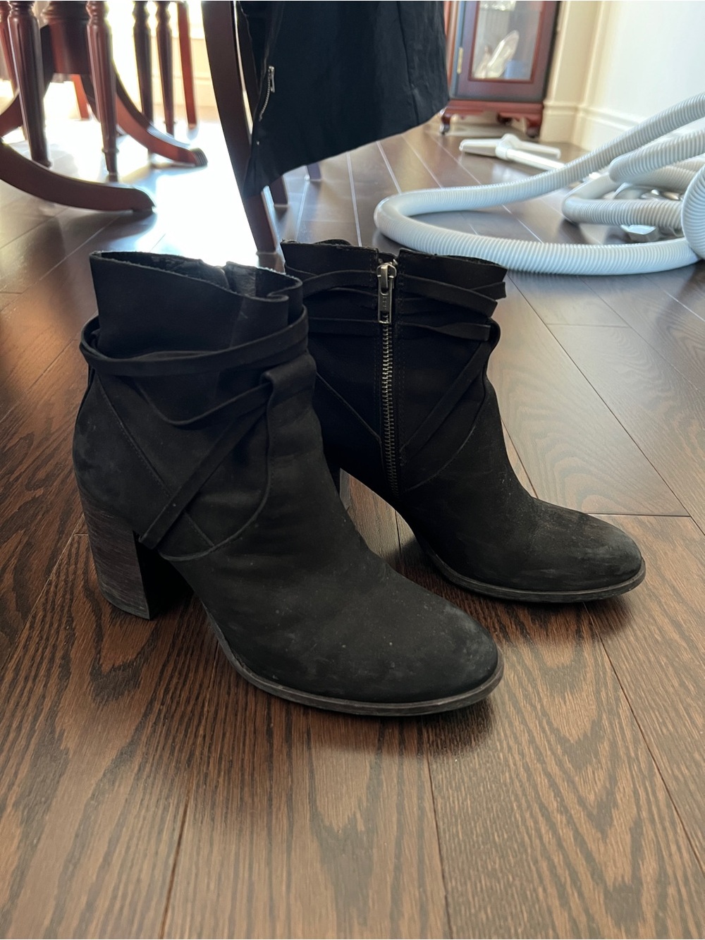 Steve Madden Black Suede Ankle Boots with Side Zip